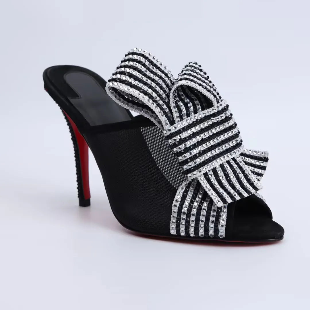 Women's Pointed Toe Mesh Slingback Heels