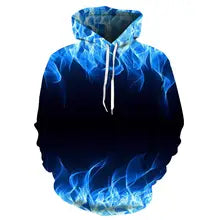 Unisex Colorful Flame 3D Print Pullover Hoodie Sweatshirt