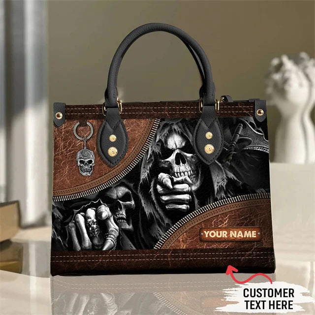 Women's Skull Pattern Faux Leather Shoulder Tote Bag