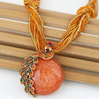 Vintage Peacock Metal Tassel Pendant Necklace and Sweater Chain