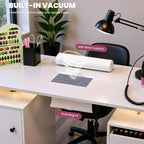 Rolling Manicure Table Nail Desk with Dust Collector and LED Lights White