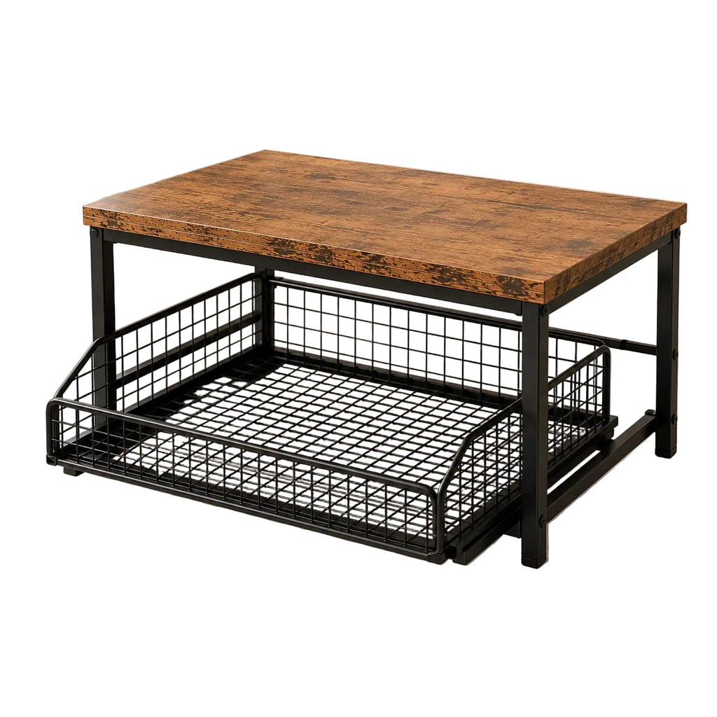 Metal Microwave Stand with Drawer and Multipurpose Countertop Storage Rack