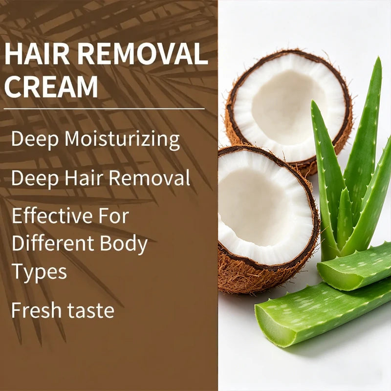 Unisex Coconut Aloe Vera Smooth Hair Removal Cream 1.8 oz