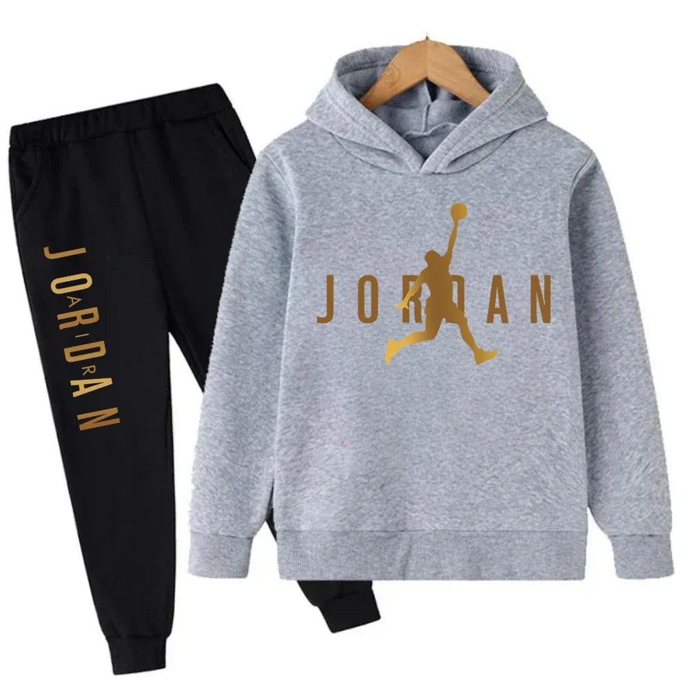 Kids' Slam Dunk Pattern Hoodie Pants Two-Piece Set