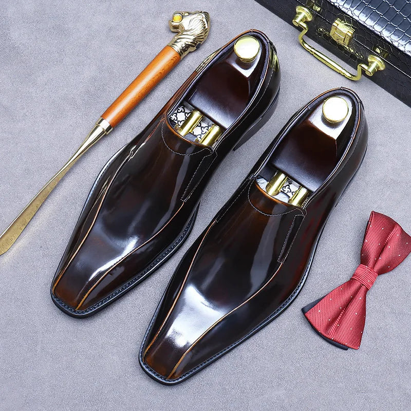 Men's Pointed Toe Genuine Cowhide Leather Loafers
