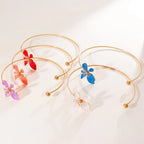 Women's Fashion Elegant Enamel Flower Gold Plated Choker Necklace