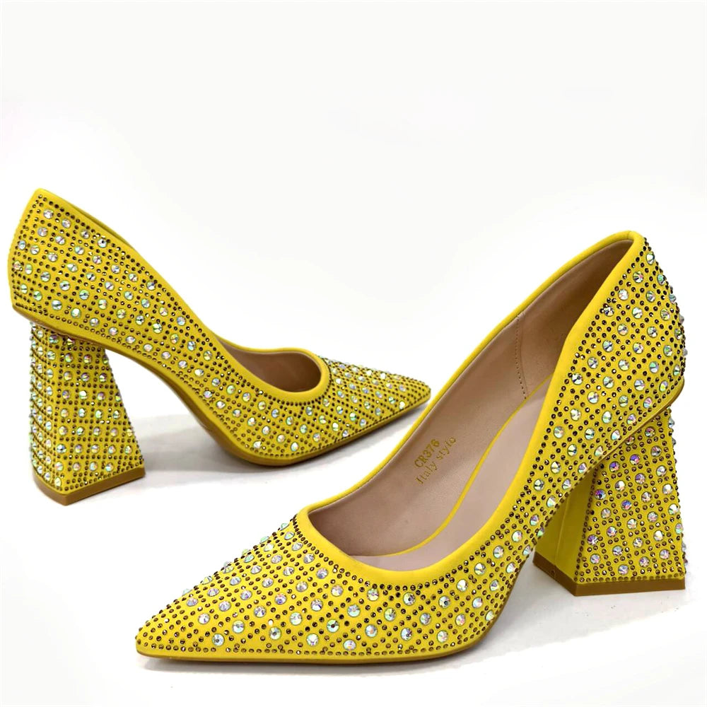 Women's Pointed Toe Spike Heel Pumps and Handbag Set