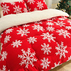 Thick Snowflake Fleece Blanket and Warm Faux Lambswool Throw