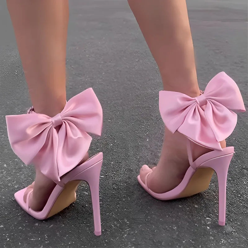 Women's Butterfly Knot Square Toe Thin Heel Sandals