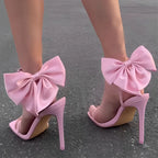 Women's Butterfly Knot Square Toe Thin Heel Sandals
