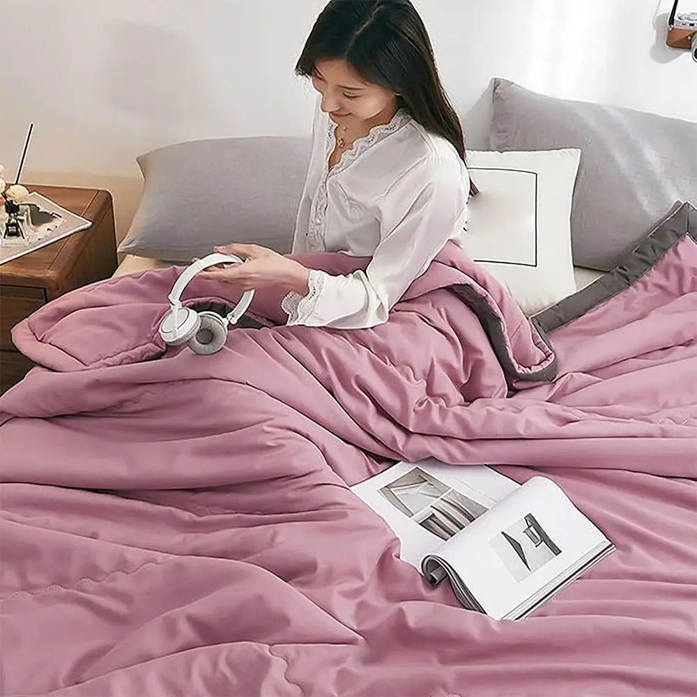 Double Sided Cooling Blanket and Breathable Cotton Quilt