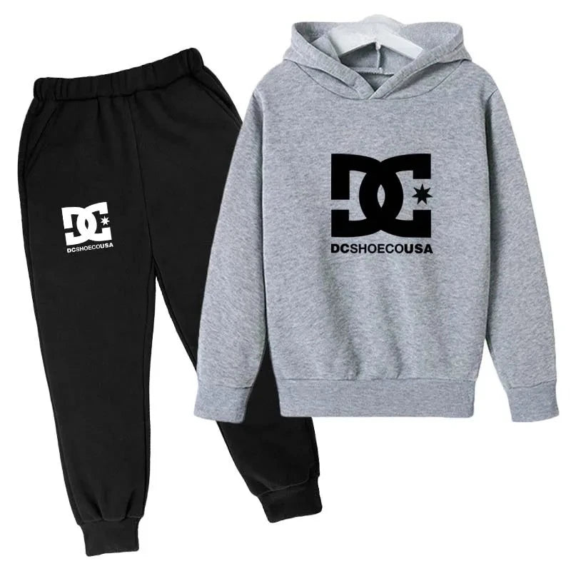 Kids' Casual Simple Print Hoodie Pants Two-Piece Set