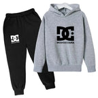 Kids' Casual Simple Print Hoodie Pants Two-Piece Set