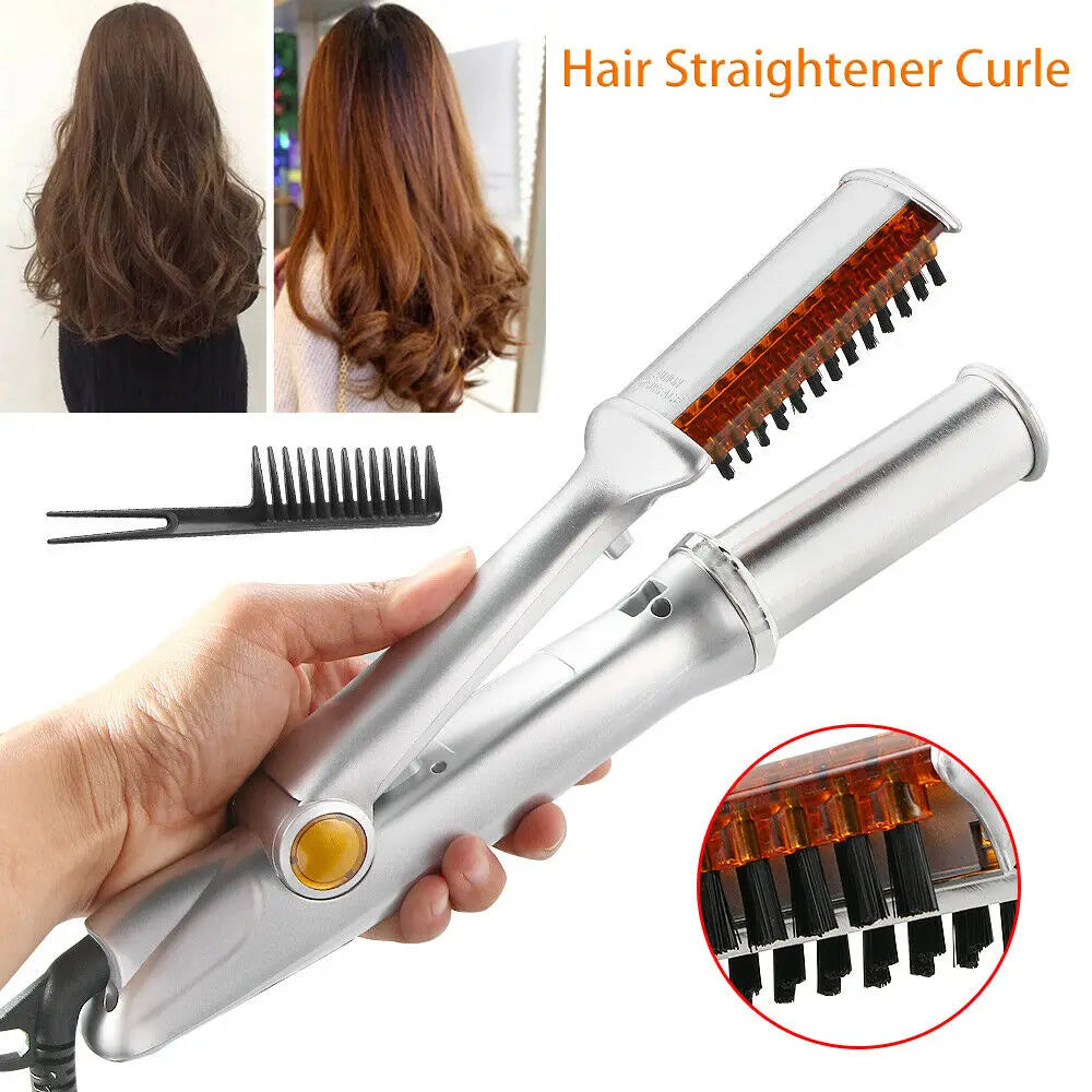2-in-1 Rotating Hair Curler and Straightener Brush 001
