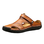 Yeinshaars Men's Casual Sandals Genuine Leather Non-Slip Flat Heel