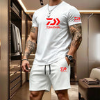 Men's Casual Round Neck T-Shirt and Drawstring Shorts Set