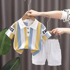 Boys Cotton Striped Shorts Set 2-Piece Summer Casual Playwear