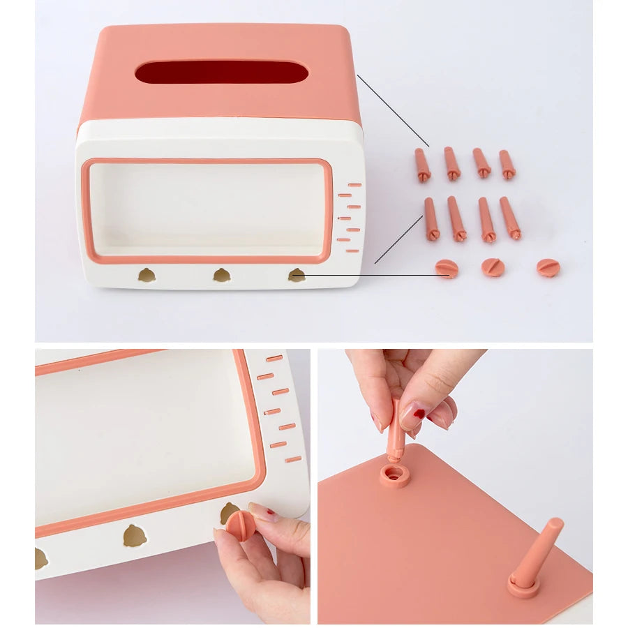 Retro Television Shaped Tissue Box Cover and Phone Stand