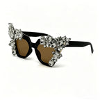 Women's Oversized Cat Eye Crystal Sunglasses UV400