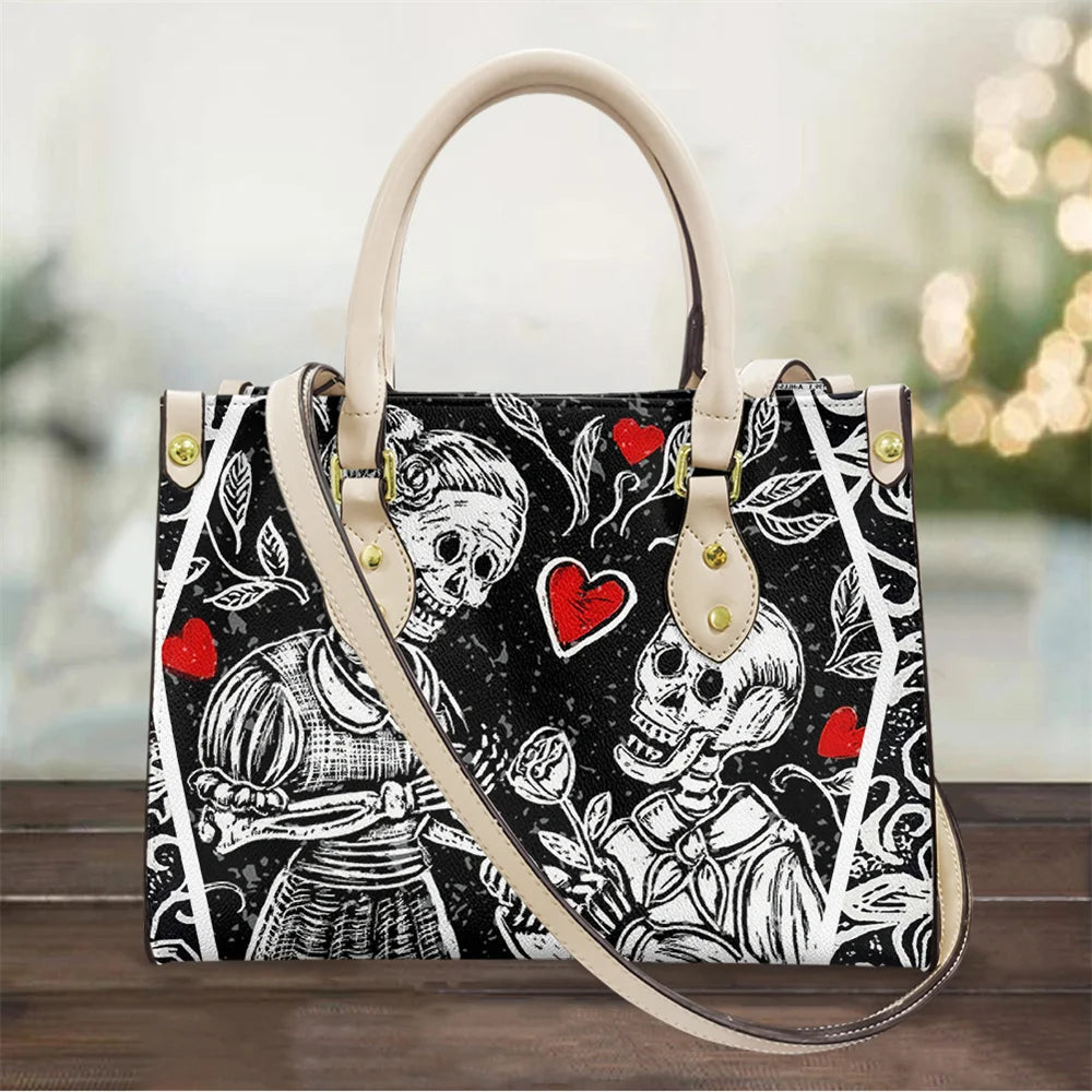 Women's Skull Pattern Faux Leather Shoulder Tote Bag