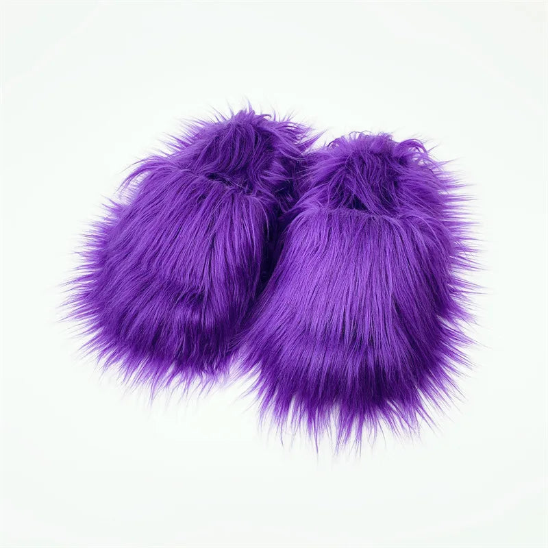 Women's Faux Fur Plush Warm Flat Slippers
