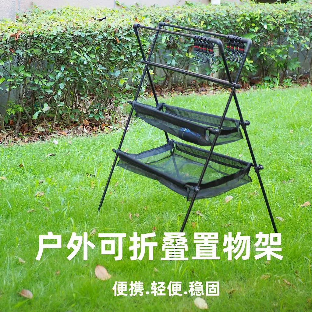 Folding Aluminum Camping Triangle Shelf with Hanging Hooks