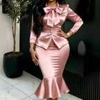 Women's Single Breasted Coat Mermaid Skirt Dress Suit