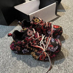 Women's Glitter Platform Sneakers Lace-Up Casual Fashion Shoes