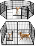 32 Inch Metal Dog Playpen 8-Panel Foldable Pet Fence with Door for Indoor Outdoor Use