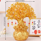 Feng Shui Yellow Crystal Money Tree Bonsai and Tabletop Ornament