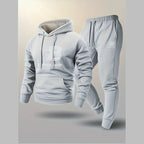 Men's Casual Print Hoodie and Lace-Up Running Pants Set