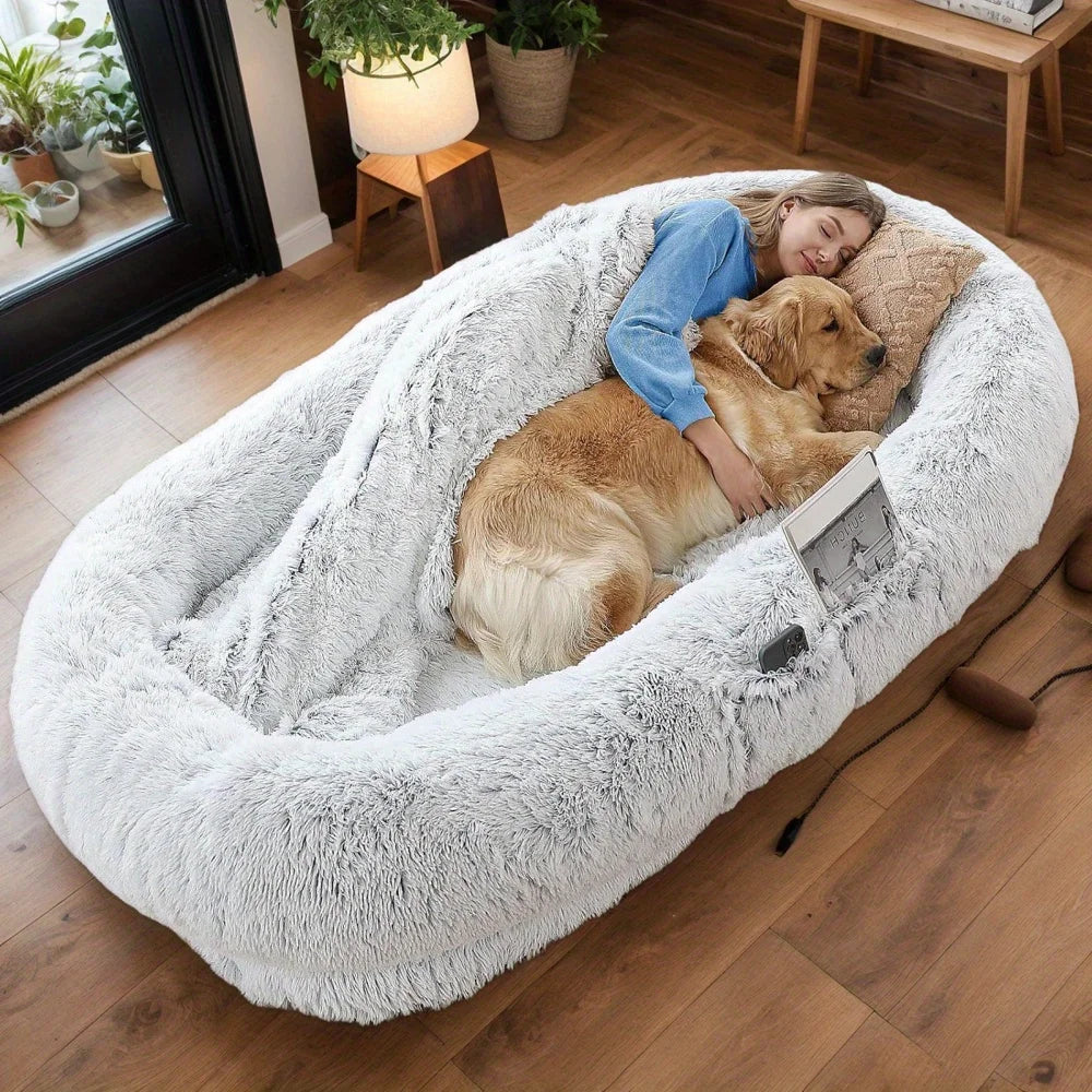 Washable Faux Fur Orthopedic Human Dog Bed for People and Pets