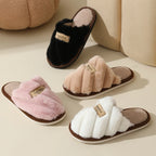 Winter Warm Plush Women's Slippers Soft Flat Indoor Bedroom Shoes