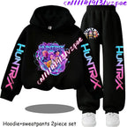 Girls' Print Hoodie Pants Two-Piece Set