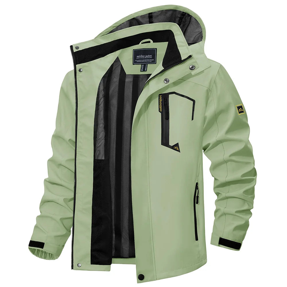 Men's Lightweight Waterproof Hooded Outdoor Hiking Rain Jacket TJ589