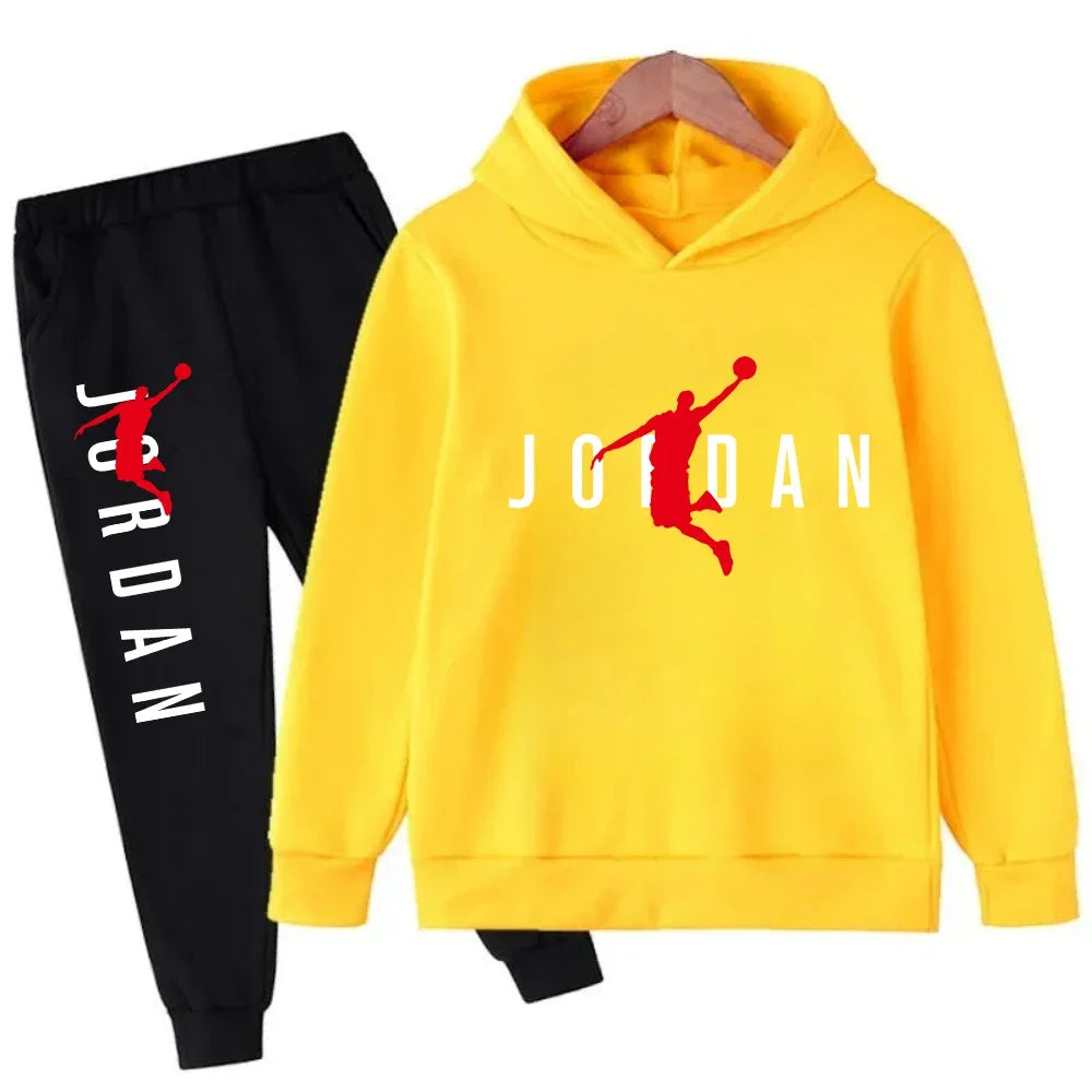 Kids' Slam Dunk Pattern Hoodie Pants Two-Piece Set