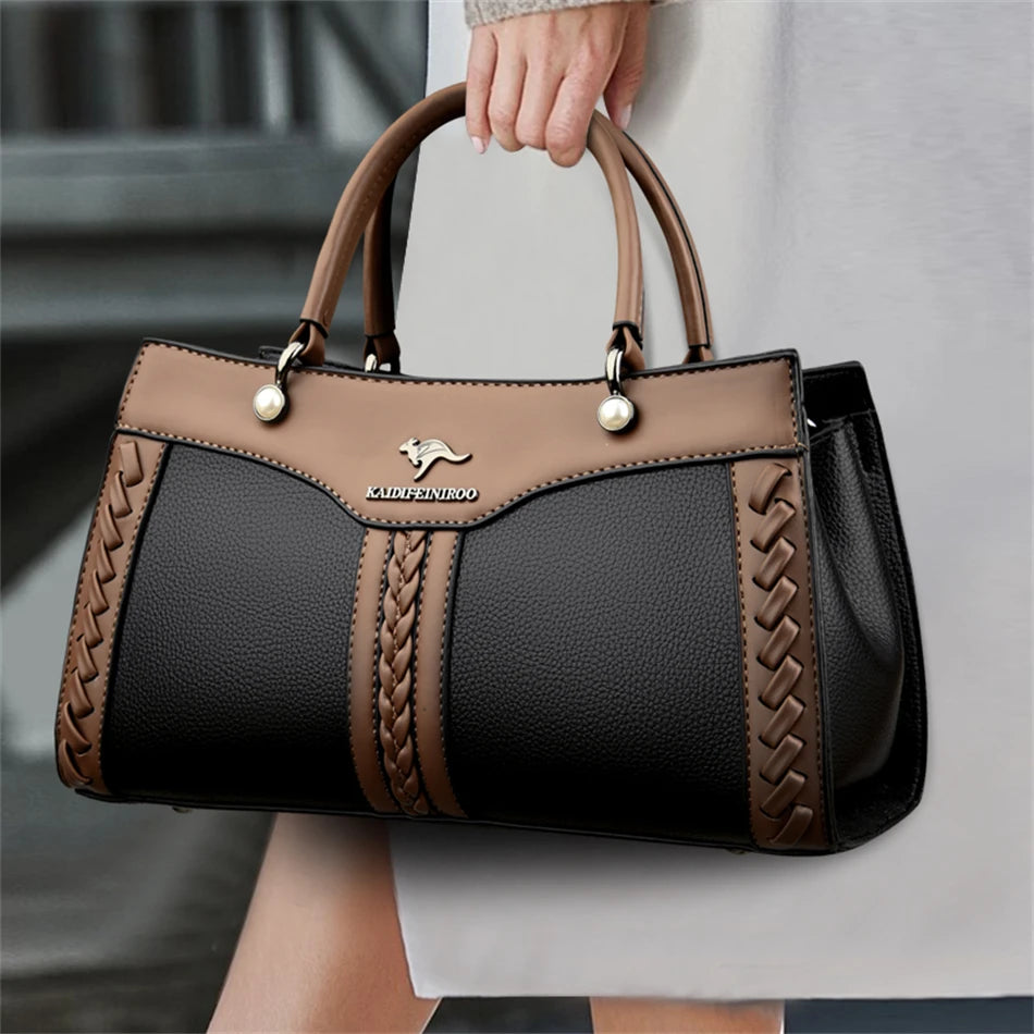 Women's Multi Layered Soft Leather Shoulder Crossbody Bag