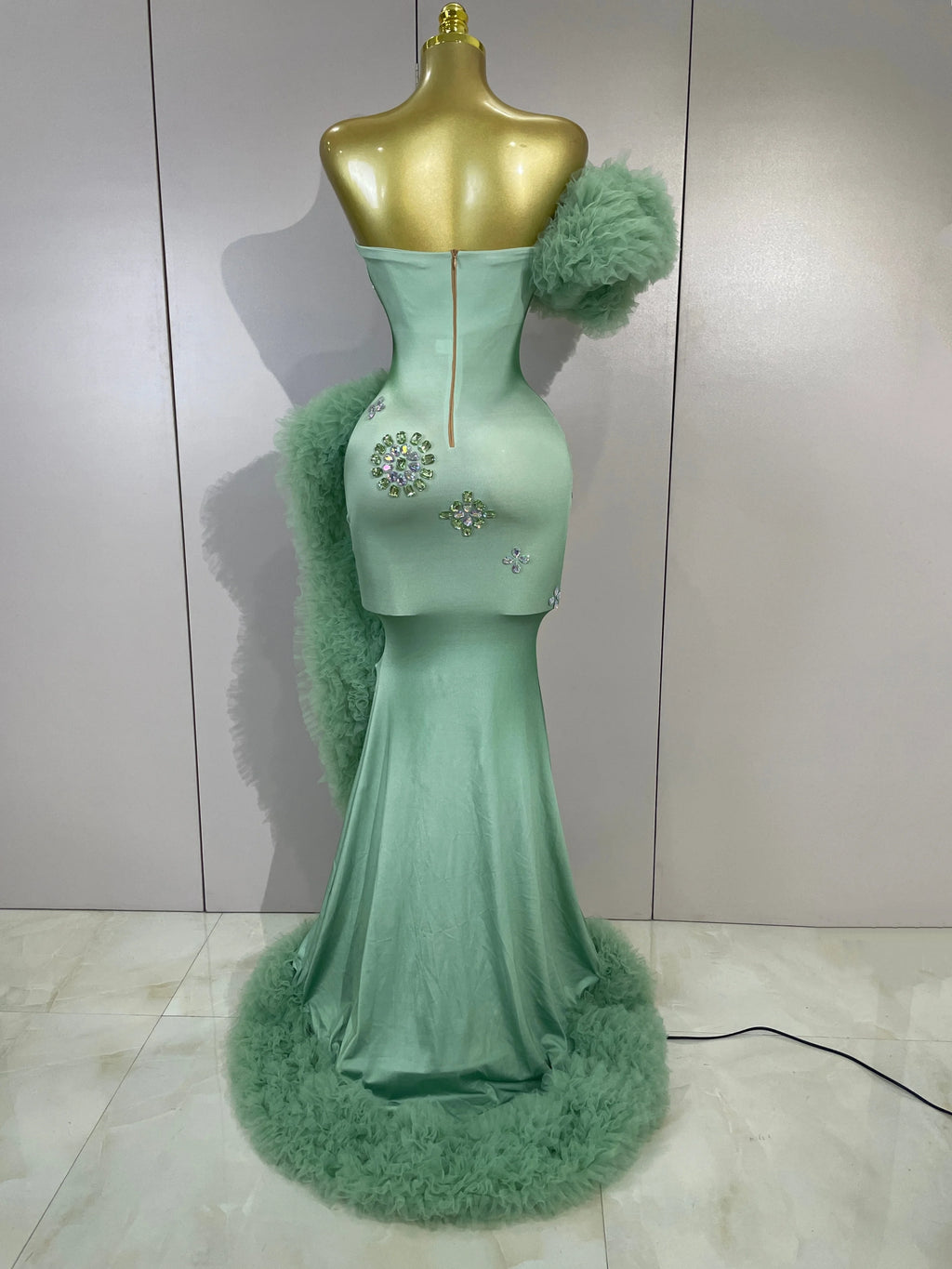 Women's Sparkly Rhinestone One Shoulder Evening Dress