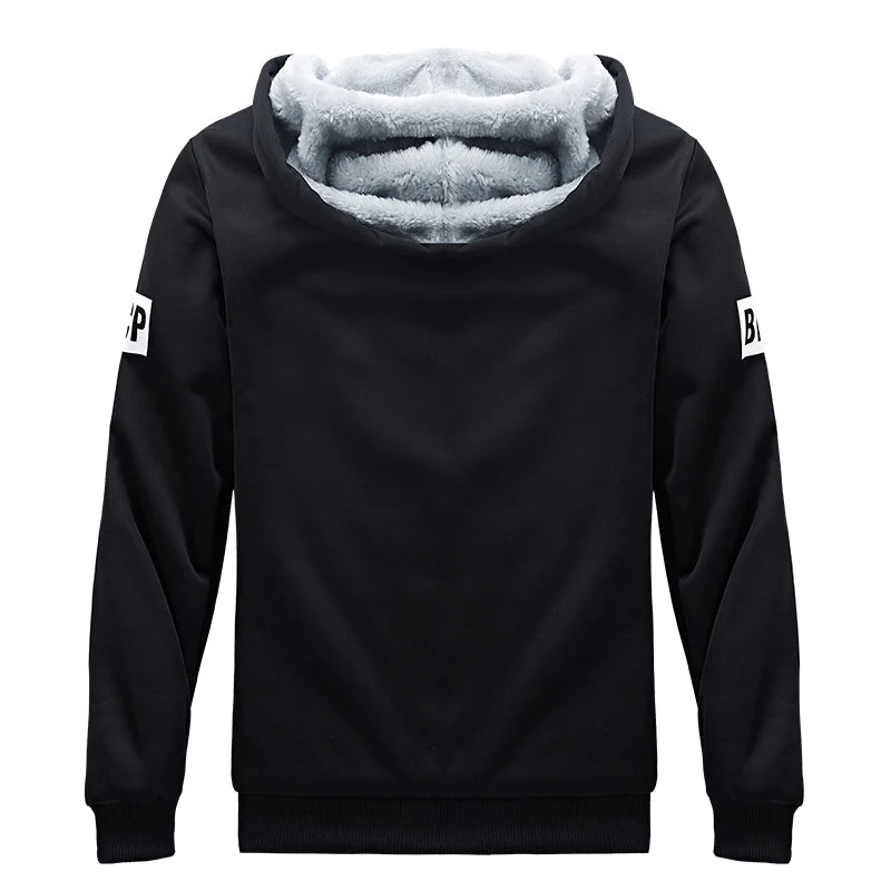 Men's Casual Plush Thickened Hoodie and Pants Two Piece Tracksuit Set