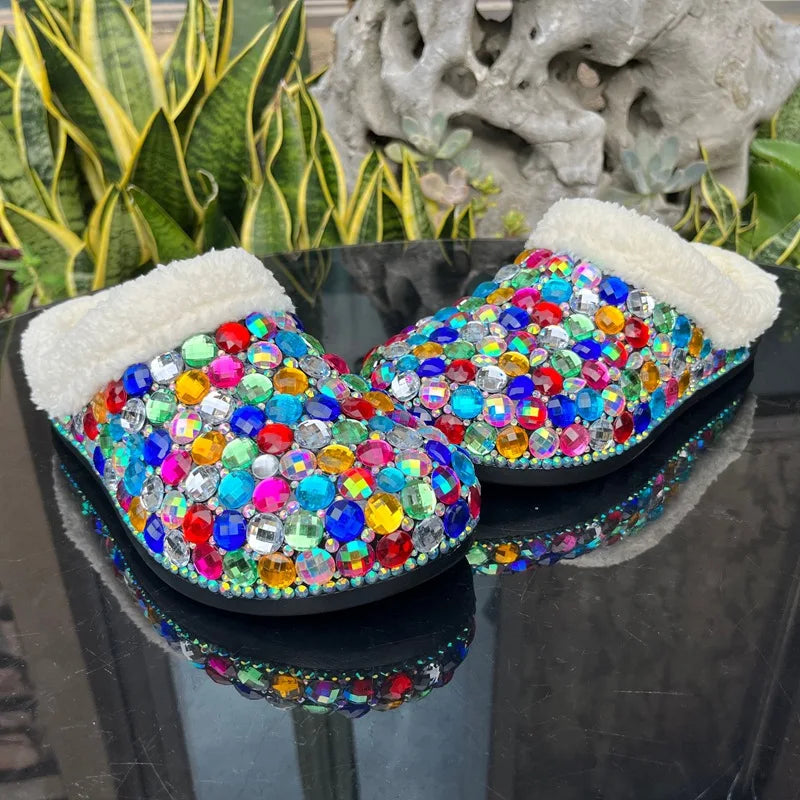 Women's Winter Warm Thick-Soled EVA Diamond Sandal Clog Slippers