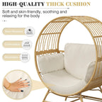 Oversized Rattan Egg Basket Chair with Thickened Cushions
