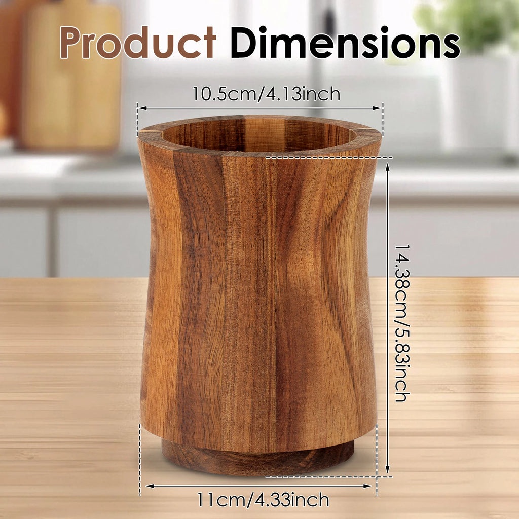 Rotating Wooden Utensil Holder and Kitchen Countertop Organizer