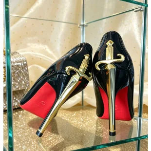 Women's Red Sole Pointed Toe High Heels Black