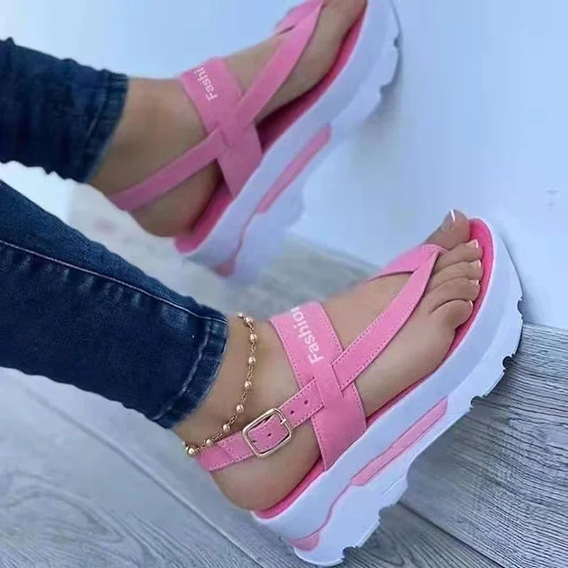Women's Wedge Heel Thong Sandals Platform Casual Summer Shoes