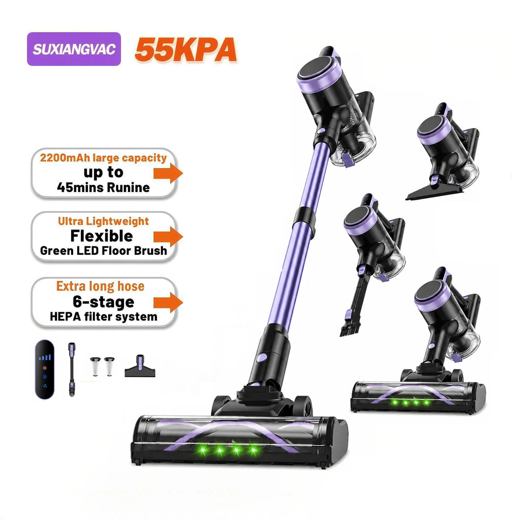 Cordless Stick Vacuum Cleaner with Anti-Tangle Brush 500W