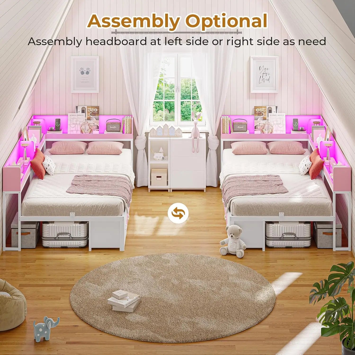 Twin Metal Corner Daybed Frame with Bookcase Storage and Drawers