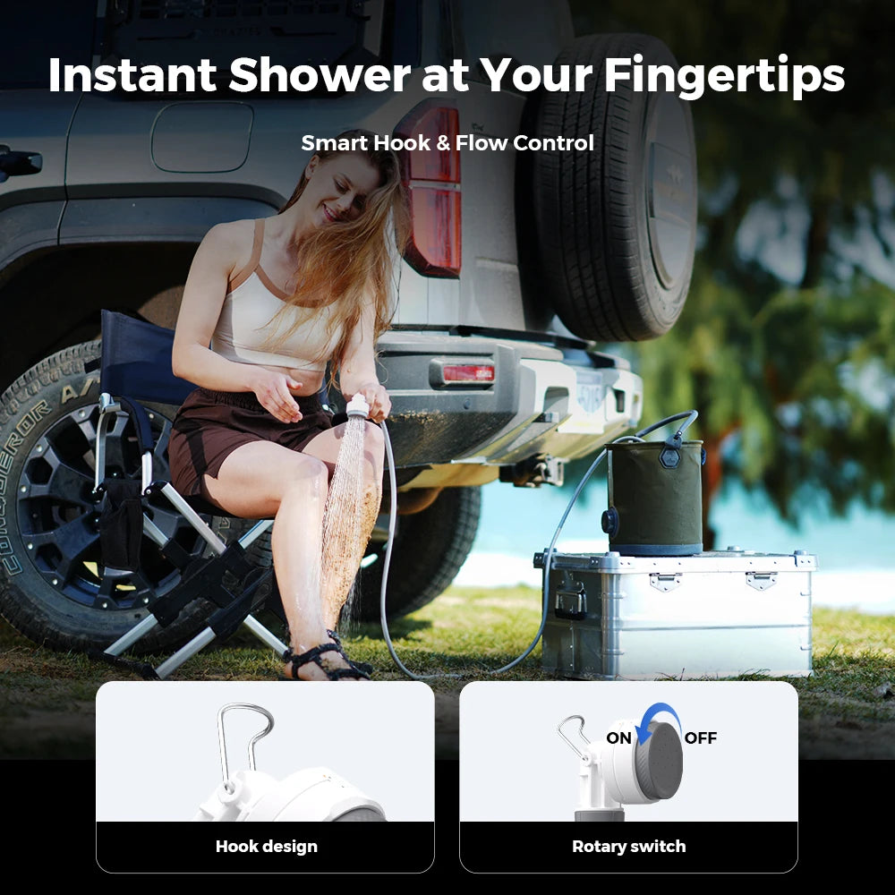 Portable Camping Shower with IPX7 Waterproof Electric Pump
