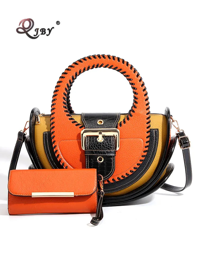 Women's Large Capacity Leather Top Handle Crossbody Bag