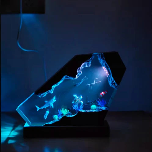 Marine Whale Luminous Micro-Landscape Desktop Resin Figurine