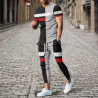Men's Casual 3D Print T-Shirt and Pants Suit Set